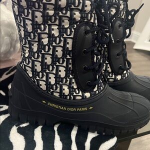 Dior Monogram Black and White Snow Boots